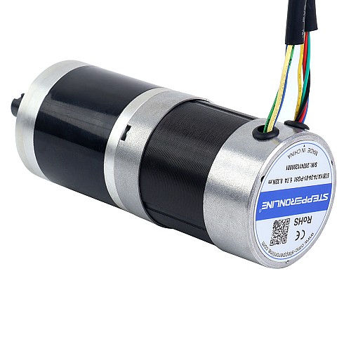 24V 101W Round Geared Brushless DC Motor 11.42Nm(1617.20oz.in) 51:1 Round Planetary Gearbox - 57BYA74-24-01-PG51 | StepperOnline UK