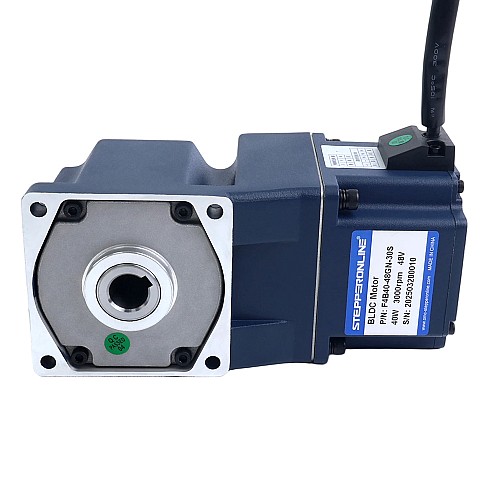 48V 40W 30RPM Geared BLDC Motor 8.48Nm(1200.87oz.in) 100:1 Right Angle Gearbox - F4B40-48GN-30S/4GN100RC | StepperOnline UK