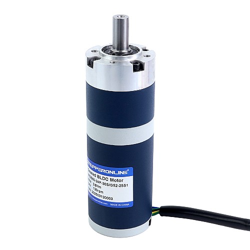 24V 60W 120RPM Geared Brushless DC Motor 3.80Nm(538.12oz.in) 25:1 Planetary Gearbox - M52B60-24P-30S/G52-25S1 | StepperOnline UK