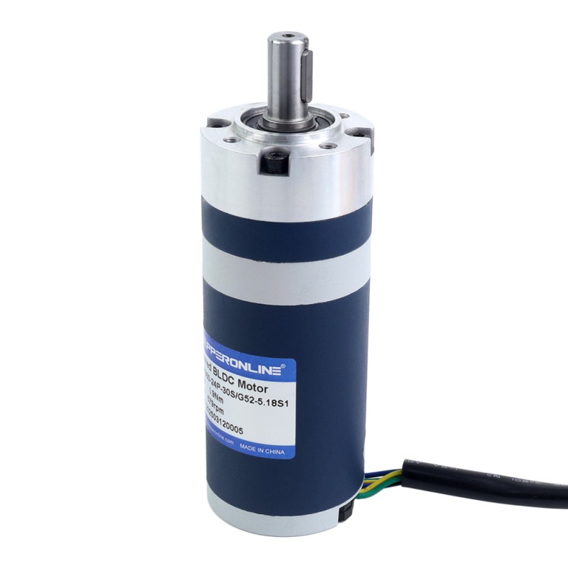 24V 60W 579RPM Geared Brushless DC Motor 0.90Nm(127.45oz.in) 5.18:1 Planetary Gearbox - M52B60-24P-30S/G52-5.18S1 | StepperOnline UK