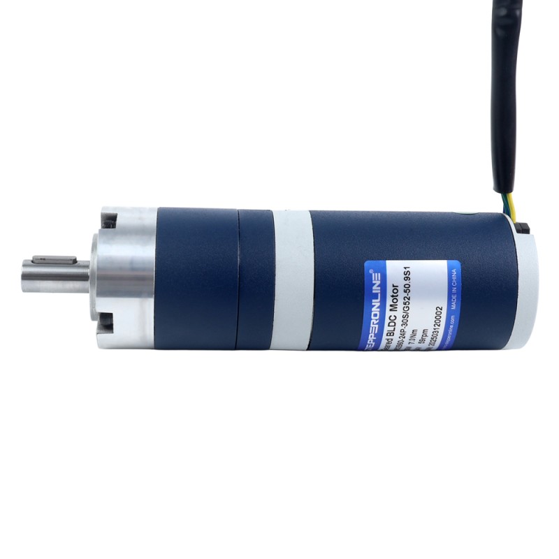 24V 60W 58.9RPM Geared Brushless DC Motor 7.00Nm(991.28oz.in) 50.9:1 Planetary Gearbox - M52B60-24P-30S/G52-50.9S1 | StepperOnline UK