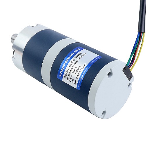 24V 200W 100RPM Geared Brushless DC Motor 15.00Nm(2124.17oz.in) 30:1 Planetary Gearbox - M82B200-24P-30S/G82-30S1 | StepperOnline UK
