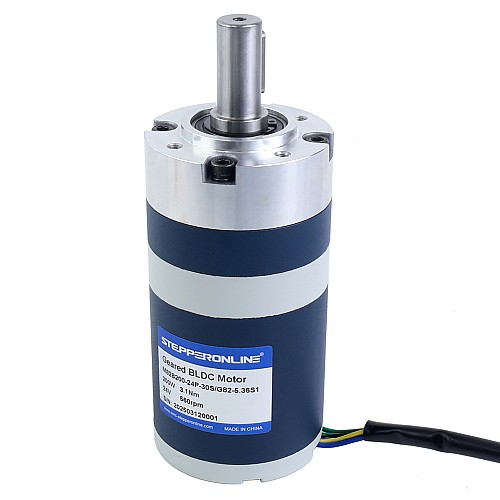 24V 200W 560RPM Geared Brushless DC Motor 3.10Nm(439.00oz.in) 5.36:1 Planetary Gearbox - M82B200-24P-30S/G82-5.36S1 | StepperOnline UK