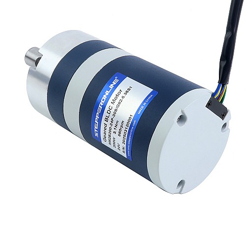 24V 200W 560RPM Geared Brushless DC Motor 3.10Nm(439.00oz.in) 5.36:1 Planetary Gearbox - M82B200-24P-30S/G82-5.36S1 | StepperOnline UK