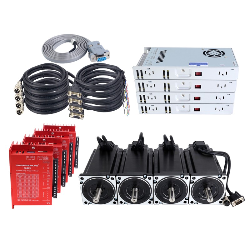 YS Series 4 Axis 12.00Nm(1699.34oz.in) Nema 34 Closed Loop Stepper Kit V2.0 w/ Power Supply - 4-CLYS120-V20 | StepperOnline UK