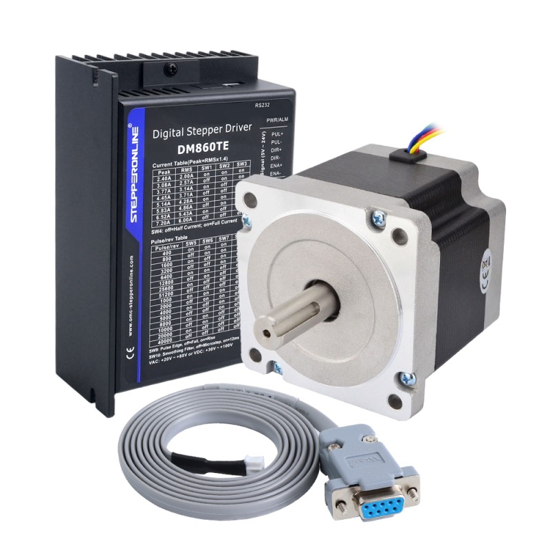 TES Series 1 Axis Stepper CNC Kit 4.5Nm(637.25oz.in) Nema 34 Stepper Motor & Driver DM860TE - 1-DM860TE-34HS31 | StepperOnline UK