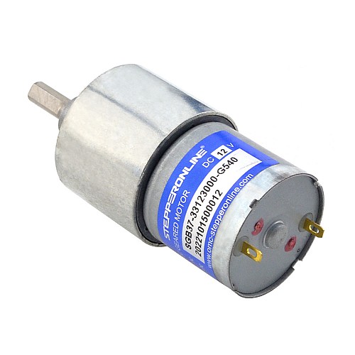 Brushed 12V DC Gear Motor 12Kg.cm/4.4RPM 540:1 Spur Gearbox - SGB37-33123000-G540 | StepperOnline UK