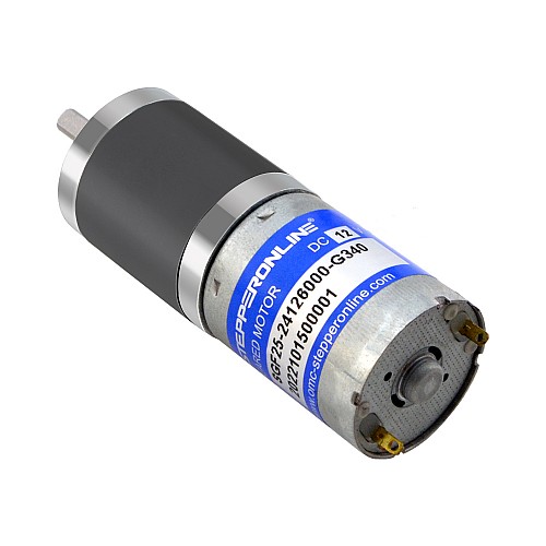Brushed 12V DC Gear Motor 5Kg.cm/14RPM 340:1 Spur Gearbox - SGF25-24126000-G340 | StepperOnline UK