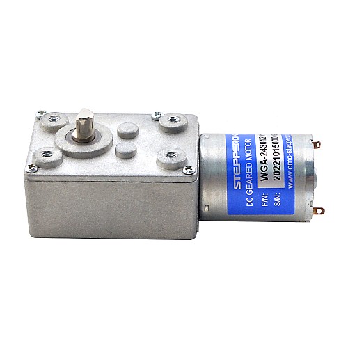 Brushed 12V DC Gear Motor 3Kg.cm/3RPM w/ 828:1 Worm Gearbox - WGA-2430123100-G828 | StepperOnline UK
