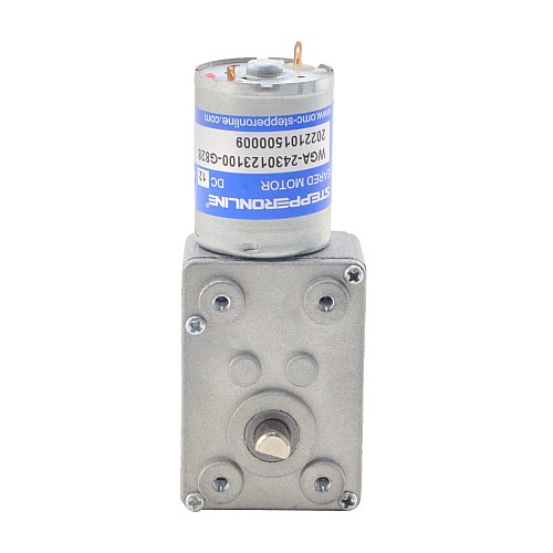 Brushed 12V DC Gear Motor 3Kg.cm/3RPM w/ 828:1 Worm Gearbox - WGA-2430123100-G828 | StepperOnline UK