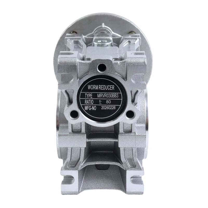 MRVR030 Worm Drive Gearbox 80:1 Ratio Φ9mm Input Shaft with 56B14 Motor Input Flange - MRVR030BB3-G80-D9 | StepperOnline UK