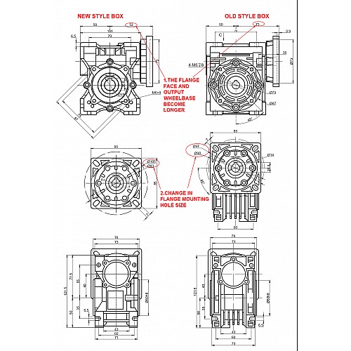 50:1 Worm Gearbox NMRV40 Worm Gear Speed Reducer 14mm Input Shaft Diameter - NMRV40-G50-D14 | StepperOnline UK
