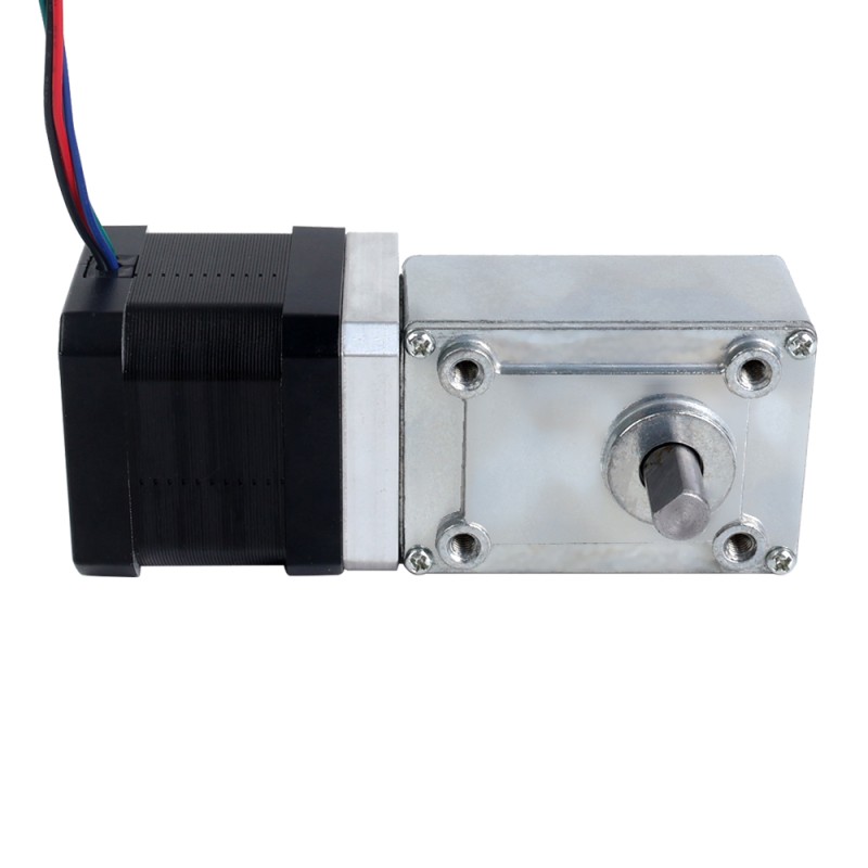 Nema 17 Stepper Motor L=39mm 1.68A Gear Ratio 40:1 Square Worm Geabox - 17HS15-1684S-WG40 | StepperOnline UK
