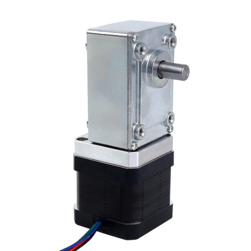 Nema 17 Stepper Motor L=39mm 1.68A Gear Ratio 40:1 Square Worm Geabox - 17HS15-1684S-WG40 | StepperOnline UK