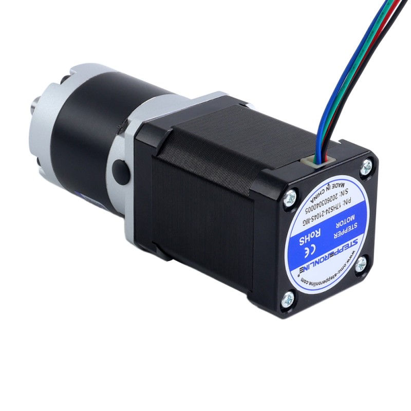Nema 17 Stepper Motor Bipolar L=60mm w/ Gear Ratio 100:1 MG Series Planetary Gearbox - 17HS24-2104S-MG100 | StepperOnline UK