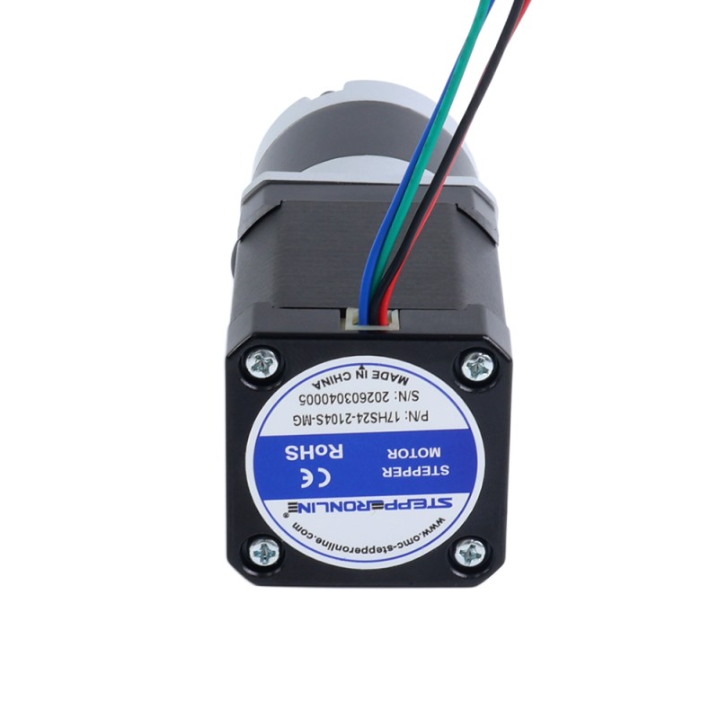 Nema 17 Stepper Motor Bipolar L=60mm w/ Gear Ratio 100:1 MG Series Planetary Gearbox - 17HS24-2104S-MG100 | StepperOnline UK
