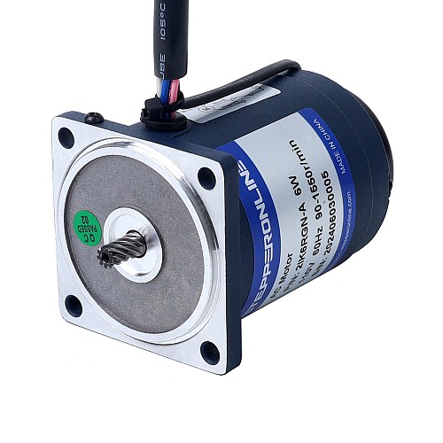 6W 110VAC 60Hz 1.8-31RPM 1.36Nm(192.59oz.in) Flange 60mm Spur Gearbox Single-phase AC Variable Speed Motor - 2IK6RGN-A/2GN50K | StepperOnline UK