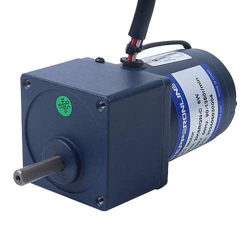 6W 220VAC 50Hz 0.45-6.75RPM 3.00Nm(424.83oz.in) Flange 60mm Spur Gearbox Single-phase AC Variable Speed Motor - 2IK6RGN-C/2GN200K | StepperOnline UK