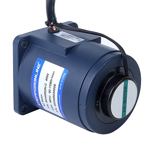 40W 220VAC 50Hz 1.8-27RPM 9.65Nm(1366.55oz.in) Flange 90mm Spur Gearbox Single-phase AC Variable Speed Motor - 5IK40RGN-C/5GN50K | StepperOnline UK