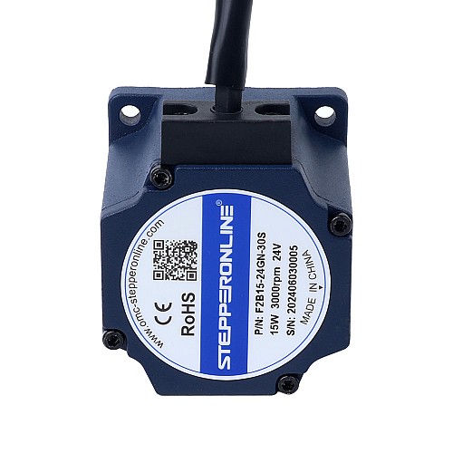 24V 15W 30RPM Geared Brushless DC Motor 3.00Nm(424.84oz.in) 100:1 Spur Gearbox - F2B15-24GN-30S/2GN100K | StepperOnline UK