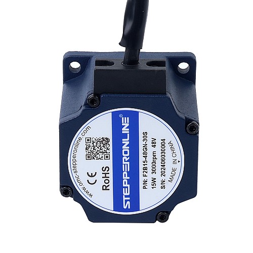 48V 15W 300RPM Geared Brushless DC Motor 0.39Nm(55.23oz.in) 10:1 Spur Gearbox - F2B15-48GN-30S/2GN10K | StepperOnline UK