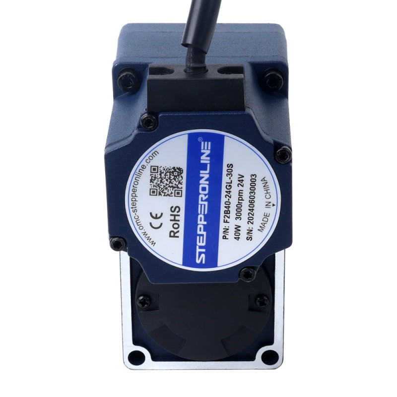 24V 40W 100RPM 2.80Nm(396.51oz.in) 30:1 Geared Brushless DC Motor w/ Parallel Hollow Shaft Gearbox - F2B40-24GL-30S/2GL30RC | StepperOnline UK