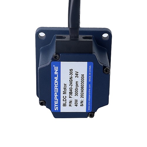24V 40W 1000RPM Geared Brushless DC Motor 0.31Nm(43.90oz.in) 3:1 Spur Gearbox - F3B40-24GN-30S/3GN3K | StepperOnline UK