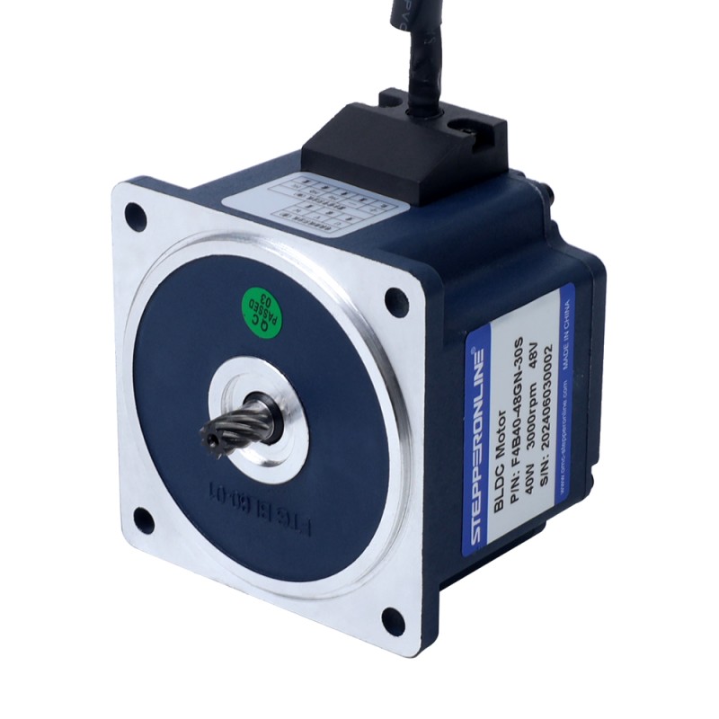48V 40W 600RPM Geared Brushless DC Motor 0.52Nm(73.64oz.in) 5:1 Spur Gearbox - F4B40-48GN-30S/4GN5K | StepperOnline UK