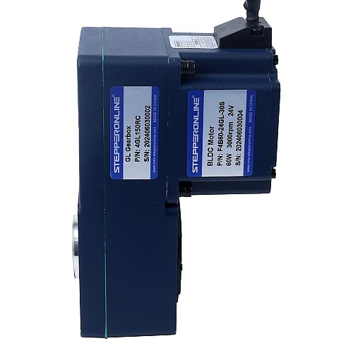 24V 60W 20RPM 21.00Nm(2973.84oz.in) 150:1 Geared Brushless DC Motor w/ Parallel Hollow Shaft Gearbox - F4B60-24GL-30S/4GL150RC | StepperOnline UK