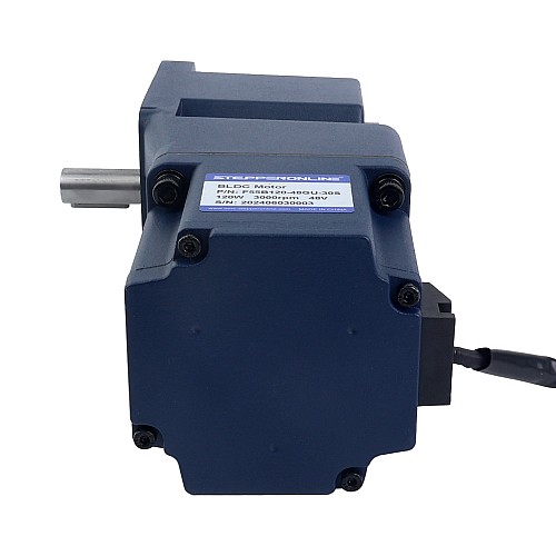 24V 120W 16.67RPM Geared BLDC Motor 40.00Nm(5664.47oz.in) 180:1 Right Angle Gearbox - F55B120-24GU-30S/5GU180RT | StepperOnline UK