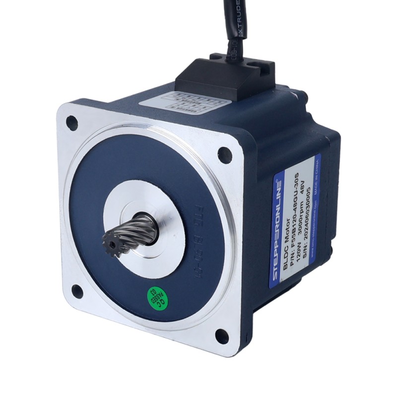 48V 120W 600RPM Geared Brushless DC Motor 1.55Nm(219.50oz.in) 5:1 Spur Gearbox - F55B120-48GU-30S/5GU5KB | StepperOnline UK