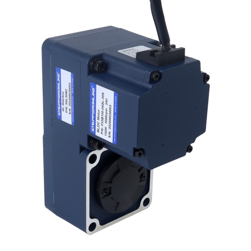24V 150W 100RPM 10.50Nm(1486.92oz.in) 30:1 Geared Brushless DC Motor w/ Parallel Hollow Shaft Gearbox - F55B150-24GL-30S/5GL30RC | StepperOnline UK
