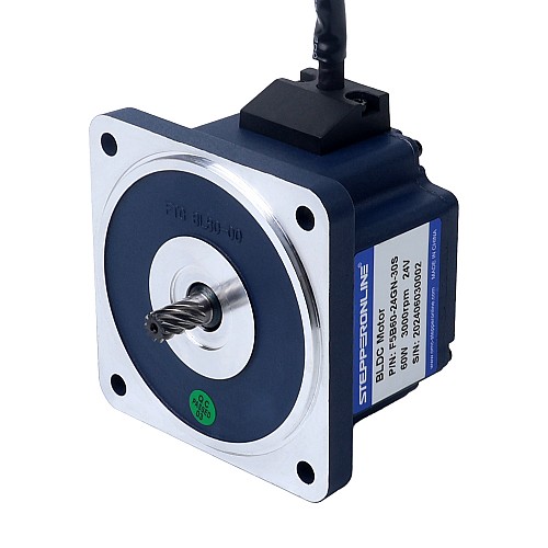 24V 60W 15RPM Geared Brushless DC Motor 10.00Nm(1416.12oz.in) 200:1 Spur Gearbox - F5B60-24GN-30S/5GN200K | StepperOnline UK