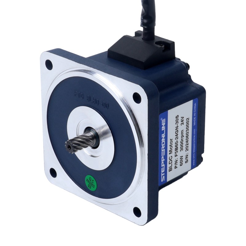 24V 60W 100RPM Geared Brushless DC Motor 4.18Nm(591.94oz.in) 30:1 Spur Gearbox - F5B60-24GN-30S/5GN30K | StepperOnline UK