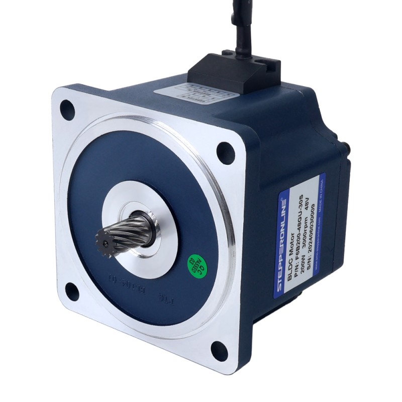 48V 200W 150RPM Geared Brushless DC Motor 8.40Nm(1189.54oz.in) 20:1 Spur Gearbox - F6B200-48GU-30S/6GU20K | StepperOnline UK