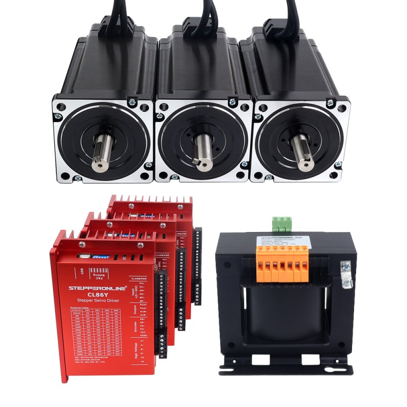 YS Series 3 Axis Closed Loop Stepper CNC Kit 12.0Nm(1699.34oz.in) Nema 34 Motor w/ 1.5m Cables & AC Transformer - 3-ACLYS120-1M5 | StepperOnline UK