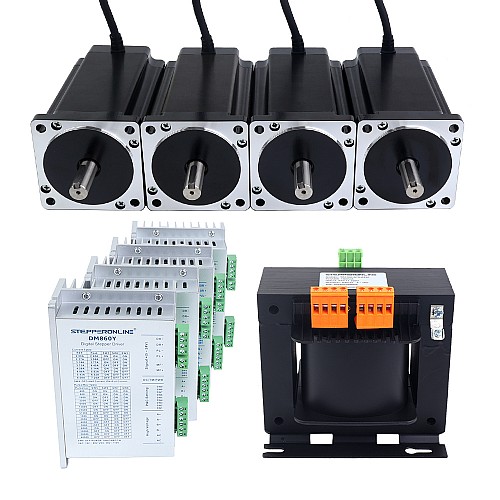 YS Series 4 Axis Stepper CNC Kit 12.0Nm(1699.34oz.in) Nema 34 Stepper Motor & Driver & AC Transformer - 4-DM860Y-TR120 | StepperOnline UK