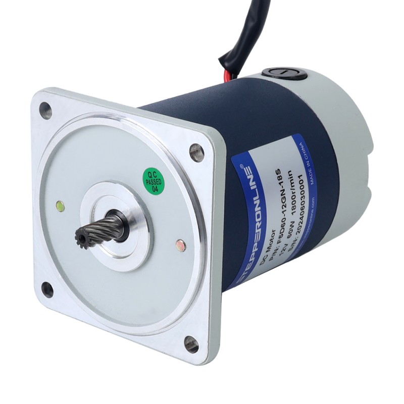 Brushed 12V 60W 10.00Nm(1416.12oz.in) 9RPM w/ 200:1 Spur Gearbox DC Gear Motor - F5D60-12GN-18S/5GN200K | StepperOnline UK