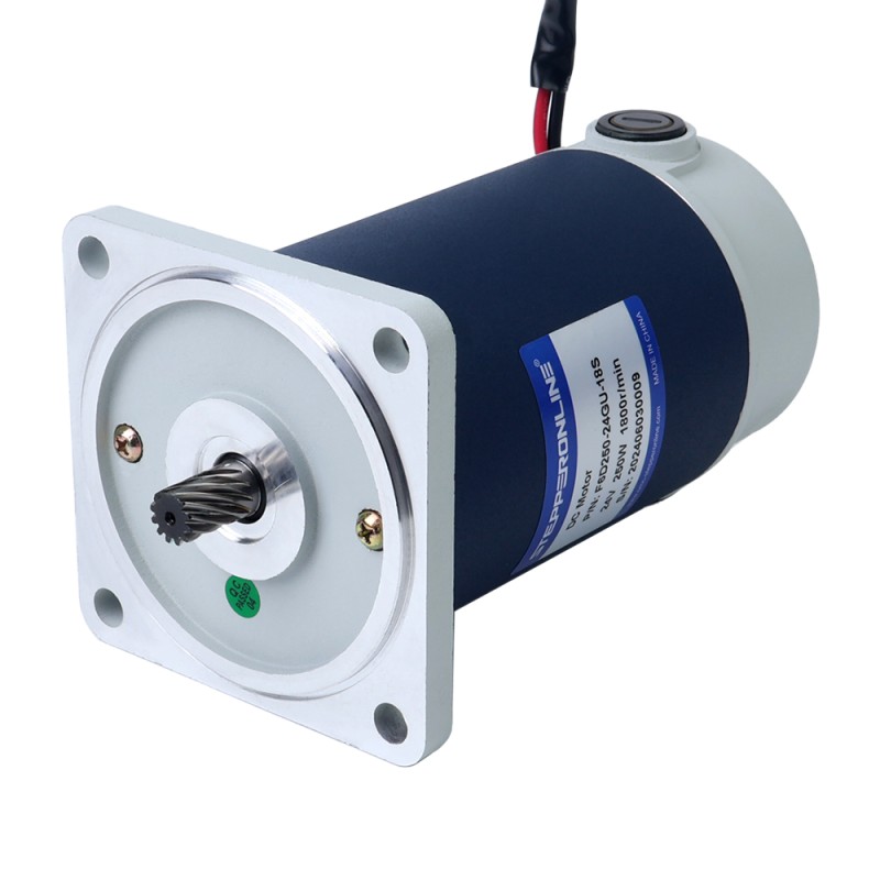 Brushed 24V 250W 10.74Nm(1520.91oz.in) 180RPM w/ 10:1 Spur Gearbox DC Gear Motor - F6D250-24GU-18S/6GU10K | StepperOnline UK