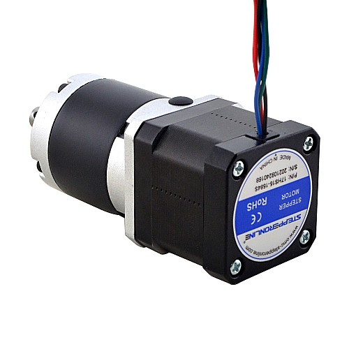 Nema 17 Stepper Motor L=39mm Gear Ratio 100:1 MG Series Planetary Gearbox - 17HS15-1584S-MG100 | StepperOnline UK