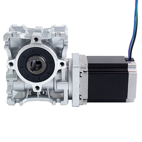 Nema 23 Stepper Motor 76mm Gear Ratio 5:1 Worm Gearbox NMRVS30 Worm Gear Speed Reducer - 23HS30-2804S-RVS30-G5 | StepperOnline UK