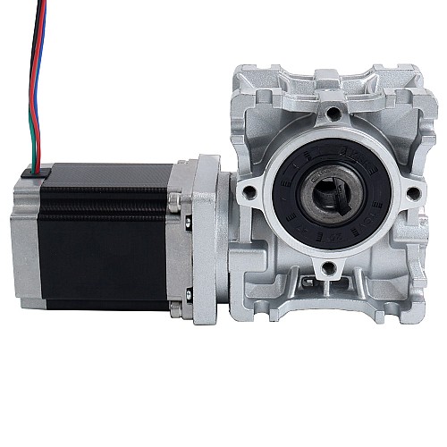 Nema 23 Stepper Motor 76mm Gear Ratio 5:1 Worm Gearbox NMRVS30 Worm Gear Speed Reducer - 23HS30-2804S-RVS30-G5 | StepperOnline UK