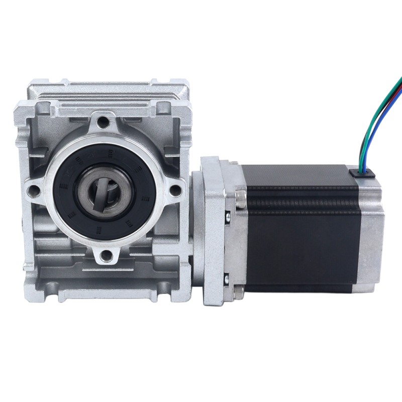 Nema 23 Stepper Motor 113mm Gear Ratio 20:1 Worm Gearbox YRV30 Worm Gear Speed Reducer - 23HS45-4204S-YRV30-G20 | StepperOnline UK