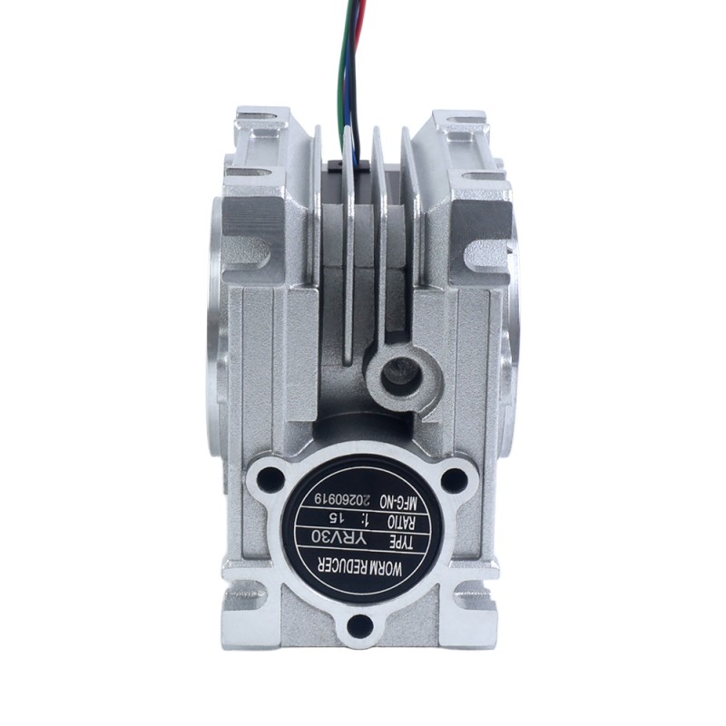 Nema 23 Stepper Motor 113mm Gear Ratio 15:1 Worm Gearbox YRV30 Worm Gear Speed Reducer - 23HS45-4204S-YRV30-G15 | StepperOnline UK