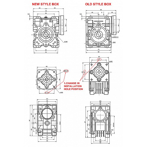 7.5:1 Worm Gearbox NMRVS30 Worm Gear Speed Reducer 9mm Input Shaft Diameter - NMRVS30-G7.5-D9 | StepperOnline UK