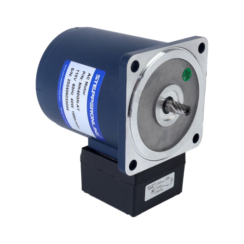 40W 110VAC 60Hz 15.5RPM 10.00Nm(1416.12oz.in) Flange 90mm Spur Gearbox Single-phase AC Induction Motor - 5IK40GN-AT/5GN100K | StepperOnline UK 40W 110VAC 60Hz 15.5RPM 10.00Nm(1416.12oz.in) Flange 90mm Spur Gearbox Single-phase AC Induction Motor - 5IK40GN-AT/5GN100K | StepperOnline UK