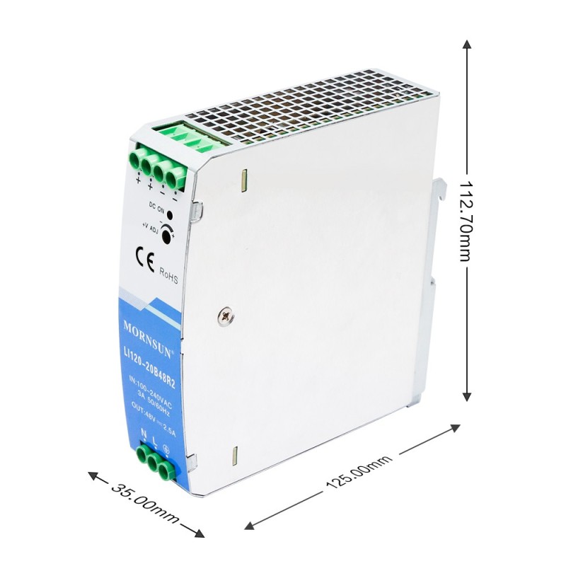120W 12V 10.0A 85-264VAC/120-370VDC DIN Rail Switching Power Supply - LI120-20B12R2 | StepperOnline UK