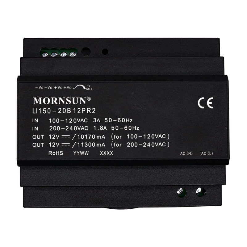 150W 24V 6.3A 85-264VAC/120-370VDC DIN Rail Switching Power Supply - LI150-20B24PR2 | StepperOnline UK