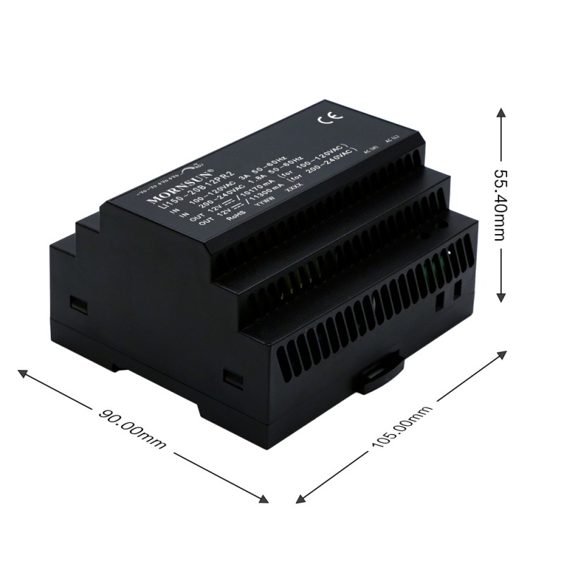 150W 24V 6.3A 85-264VAC/120-370VDC DIN Rail Switching Power Supply - LI150-20B24PR2 | StepperOnline UK