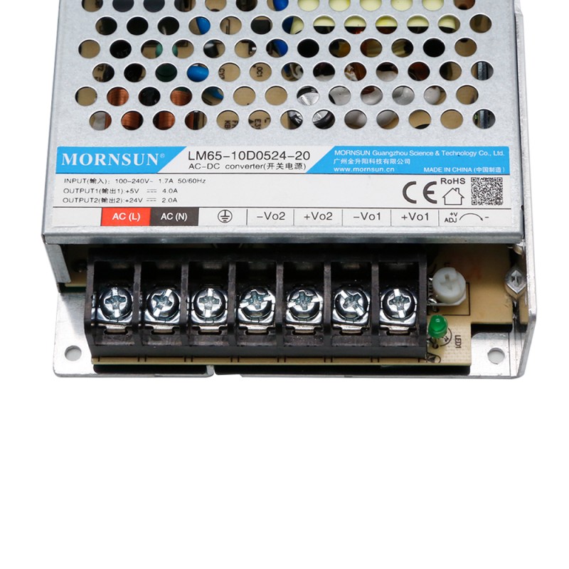 65W 5.1V/4A 24V/2A 90-264VAC/120-370VDC Switching Power Supply - LM65-10D0524-20-QL | StepperOnline UK